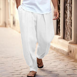 Men's Casual Solid Color Cotton Linen Loose Trousers 89288529M