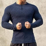 Men's Fleece Elastic Long-sleeved T-shirt 93928430U