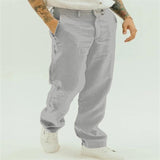 Men's Solid Loose Linen Straight Casual Pants 84155184Z