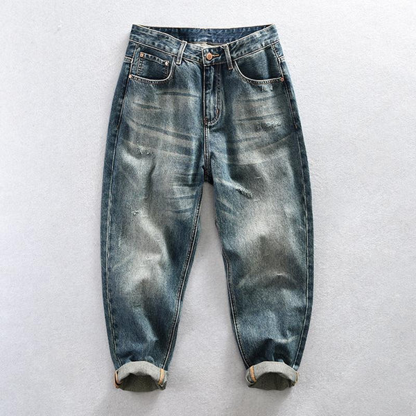 Men's Vintage Washed Distressed Jeans 47987194M