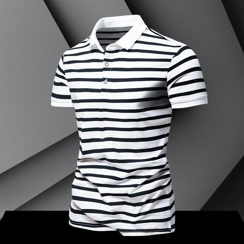 Men's Loose Striped Short Sleeve POLO Shirt 68503551X