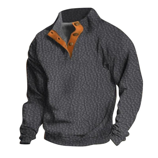 Men's Casual Stand Collar Long Sleeve Printed Pullover Sweatshirt 83748971X