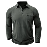 Men's Classic Casual Solid Color Long-sleeved Polo Shirt 93437706K