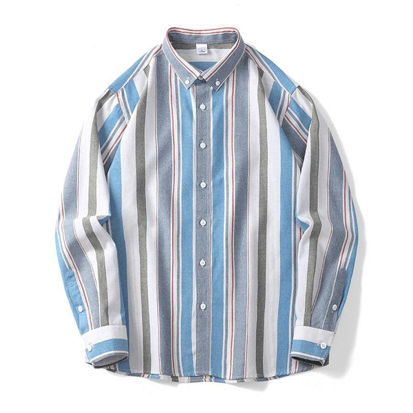 Men's Striped Lapel Long Sleeve Casual Shirt 46936303Z