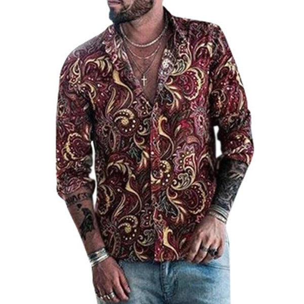 Men's Casual Vacation Printed Long Sleeve Shirt 56992460M