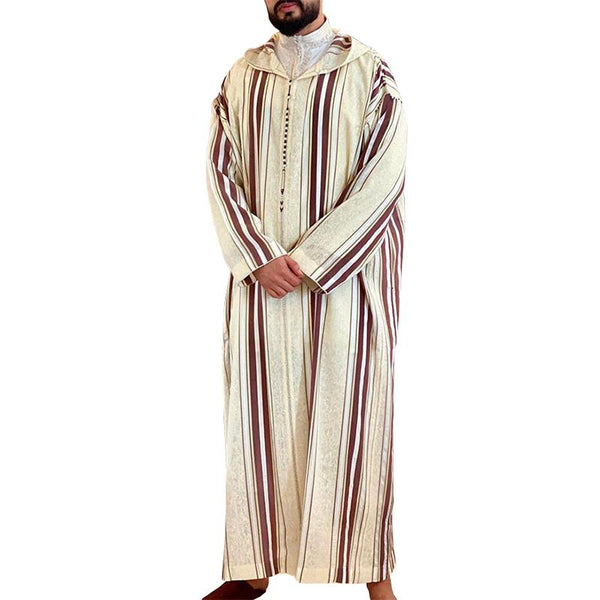 Men's Ethnic Long Shirt Loose Muslim Hooded Robe 89618343M