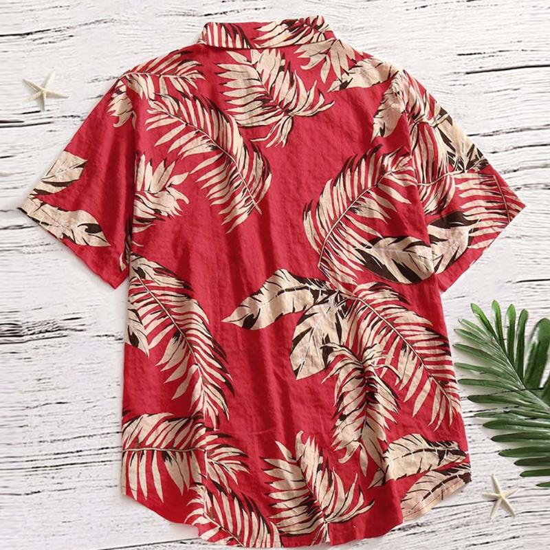 Men's Casual Hawaiian Style Printed Lapel Short Sleeve Shirt 44891669Y
