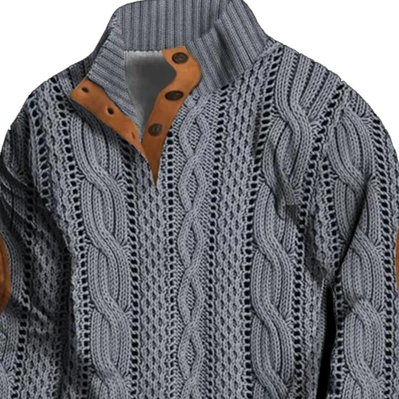Men's Knitted Cable Collar Sweater 38634208X Manlytshirt
