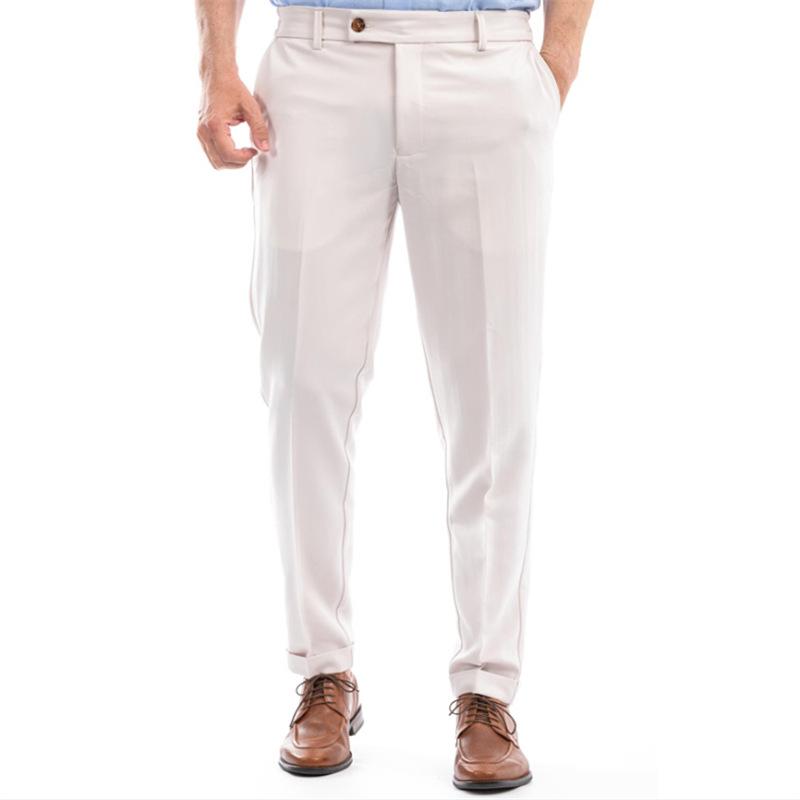 Men's Casual Breathable Mid-rise Straight Suit Pants 22522198M