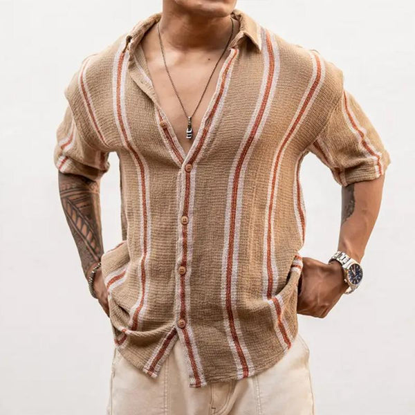 Men's Striped Short Sleeve Shirt 83816792TO