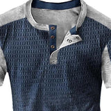 Men's Printed Color Block Short Sleeve Henley T-Shirt 55577082X