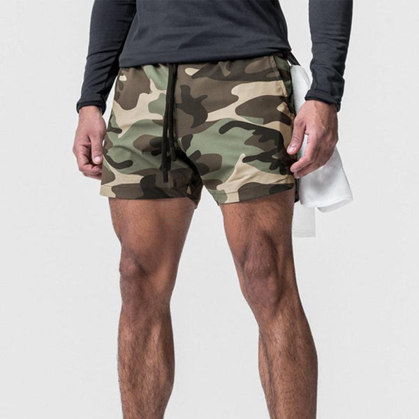Men's Sports Fitness Camouflage Quick Dry Shorts 46763564Y