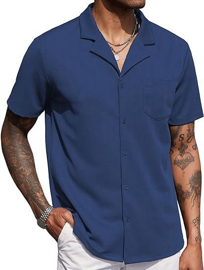 Men's Buttoned Short Sleeve Cuban Beach Shirt 32086007X