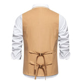 Men's Vintage V-Neck Single-Breasted Fake Two-Piece Suit Vest 63178412Y
