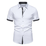 Men's Polka Dot Print Patchwork Lapel Short-Sleeved Shirt 39041293Y