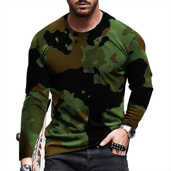 Men's Retro Camouflage Round Neck Short Sleeve T-Shirt 01481364X