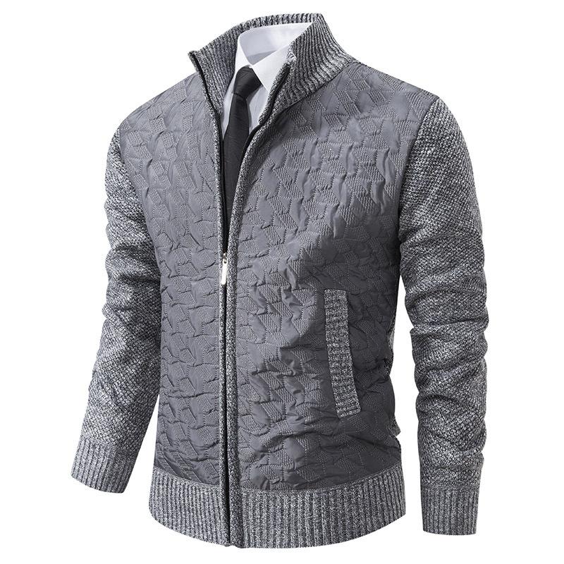 Men's Casual Stand Collar Zipper Warm Knitted Cardigan 12863260F