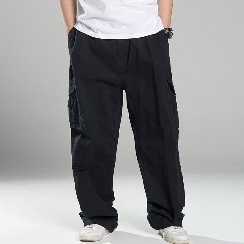 Men's Casual Solid Color Multi-pocket Loose Outdoor Cargo Pants 25906947M