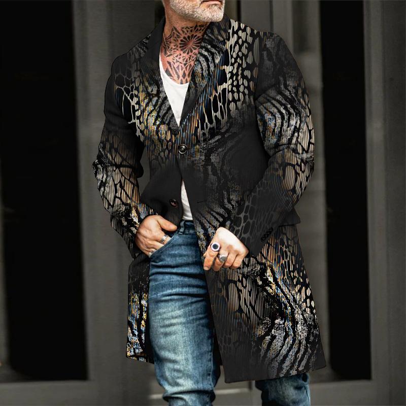 Men's Retro Casual Gradient Leopard Print Mid-Length Coat 30741398TO