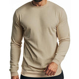 Men's Solid Color Small square Round Neck Long Sleeve T-shirt 43246103Z