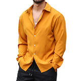 Men's Elastic Long Sleeve Mercerized Lapel Shirt 94336808X