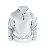 Men's Casual Solid Color Fleece Zipper Stand Collar Loose Sweatshirt 22895255M