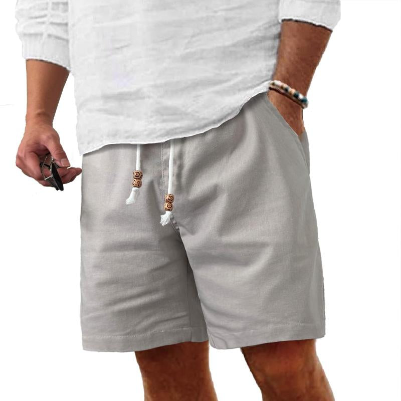 Men's Cotton And Linen Pocket Beach Shorts 16939737Y