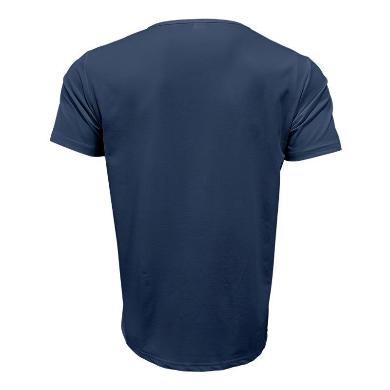 Men's Casual Cotton Blended Colorblock Henley Collar Short Sleeve T-Shirt 18644725M