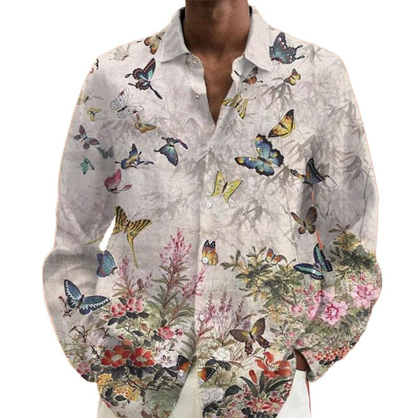 Men's Hawaiian Print Casual Long Sleeve Shirt 15702617X