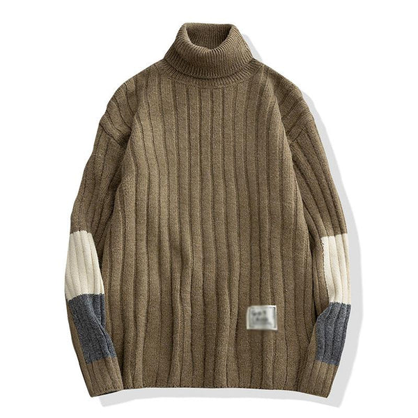 Men's Casual Solid Color Turtleneck Loose Pullover Sweater 08011827M