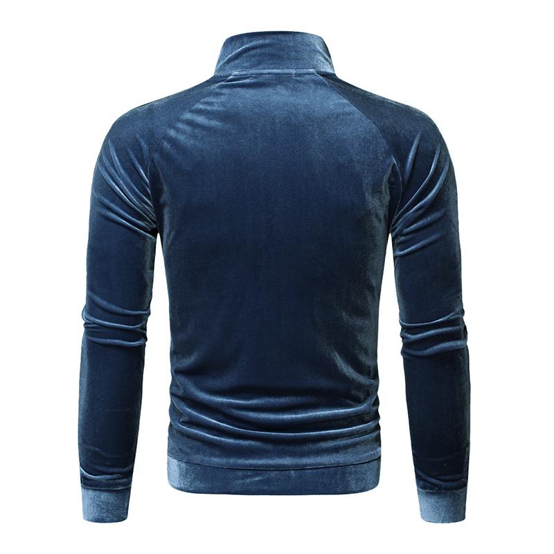Men's Casual Turtleneck Fleece Warm Colorblock Long Sleeve T-Shirt 04024273M