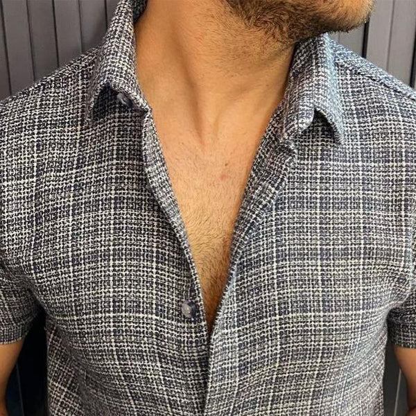 Men's Lapel Printed Short Sleeve Shirt 49425263X
