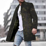 Men's Printed Casual Stand Collar Mid-length Coat 20311126X