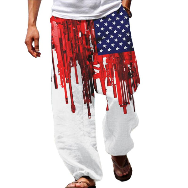 Men's Casual Flag Print Independence Day Loose Pants 47990363M
