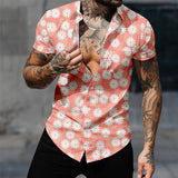 Men's Hawaiian Floral Print Lapel Short Sleeve Button Down Shirt 58582213X