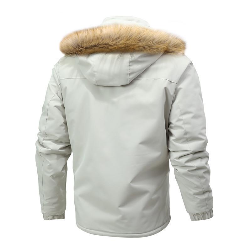 Men's Hooded Plush Thick Mid-length Coat 80725047U