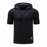 Men's Casual Knit Slim Fit Short Sleeve Hoodie 78659696M