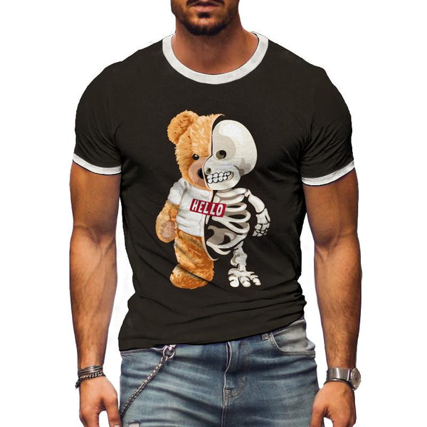 Men's Casual Hello Teddy Bear Round Neck T-Shirt 52430142TO