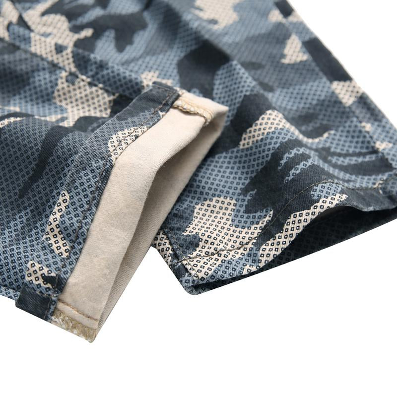 Men's Casual Camouflage Print Slim Fit Stretch Denim Trousers 18374778M