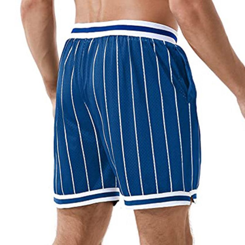 Men's Casual Striped Elastic Waist Breathable Mesh Sports Shorts 41631098M