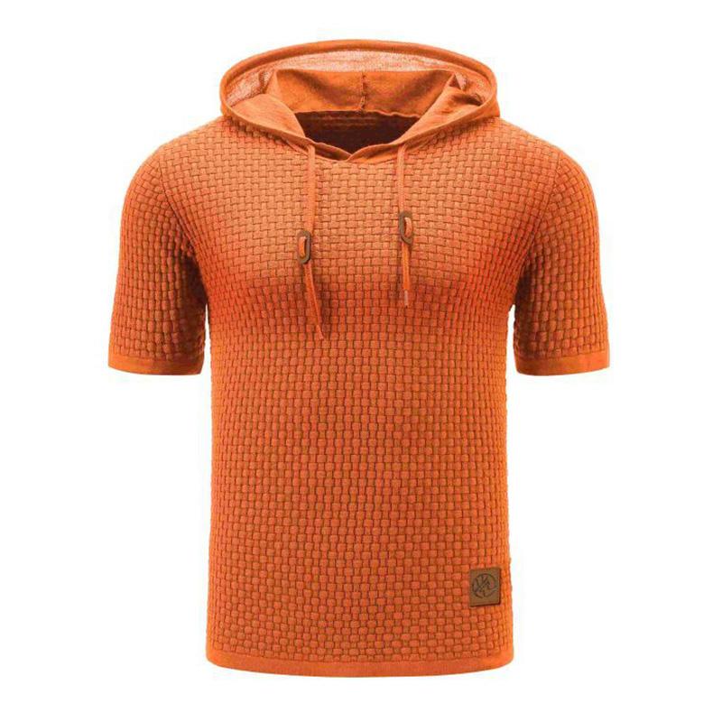 Men's Casual Knit Slim Fit Short Sleeve Hoodie 78659696M