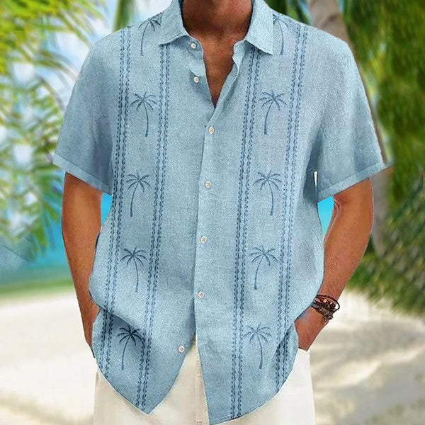 Men's Vintage Hawaiian Print Short Sleeve Shirt 71050642Y