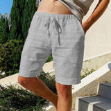Men's Vintage Solid Linen Drawstring Shorts 53739890Y