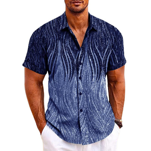 Men's Ethnic Print Short-sleeved Casual Shirt 60447810X