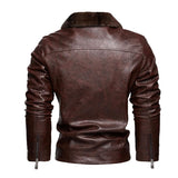 Men's Motorcycle Suit Modern Tough Guy Plus Velvet Leather Jacket 25328893X