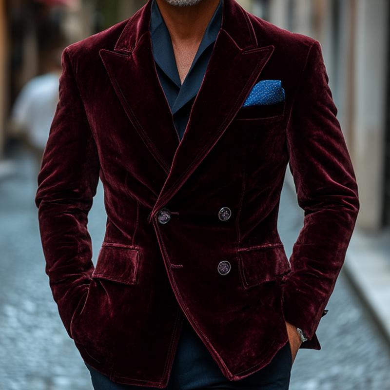 Men's Vintage Crimson Velvet Blazer 29097175U