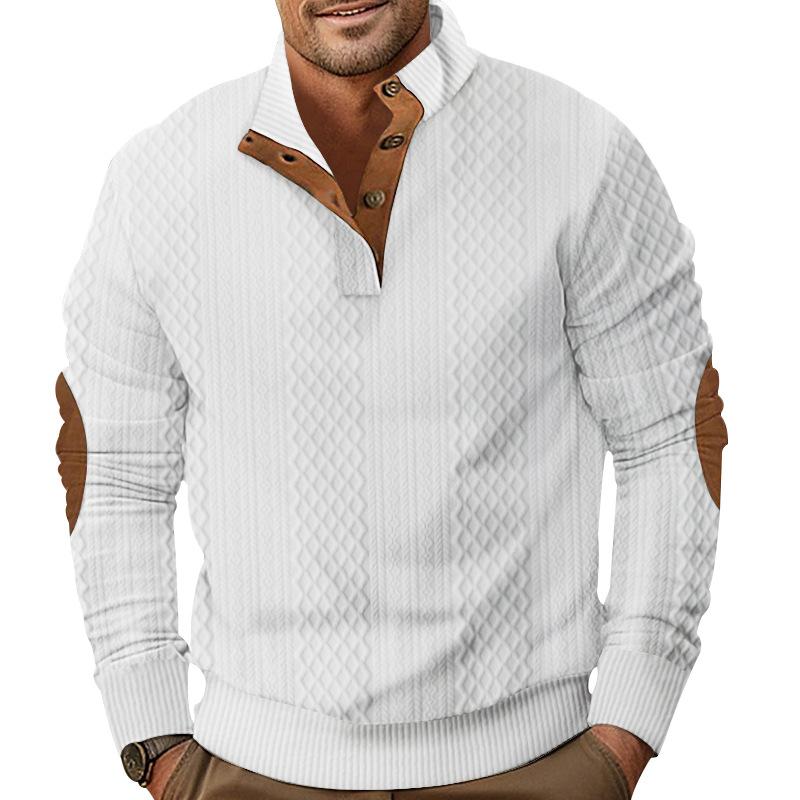 Men's Casual Color Block Jacquard Stand Collar Sweatshirt 64505085Y