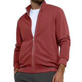 Men's Casual Solid Color Stand Collar Zipper Sweatshirt Jacket 48423999Y