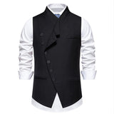 Men's Vintage Solid Color Single-Breasted Suit Vest 66608062Y