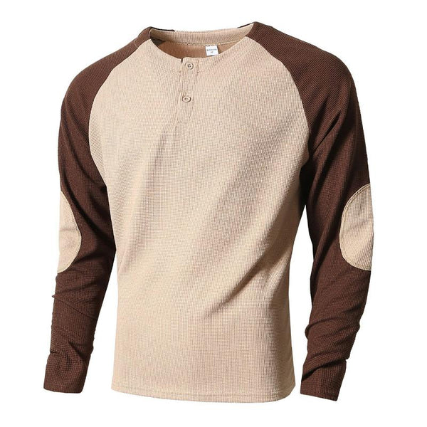 Men's Colorblock Long Sleeve Casual Henley T-Shirt 95496525X